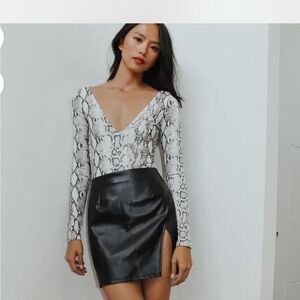 Lulu's Black Vegan Leather Mini Skirt